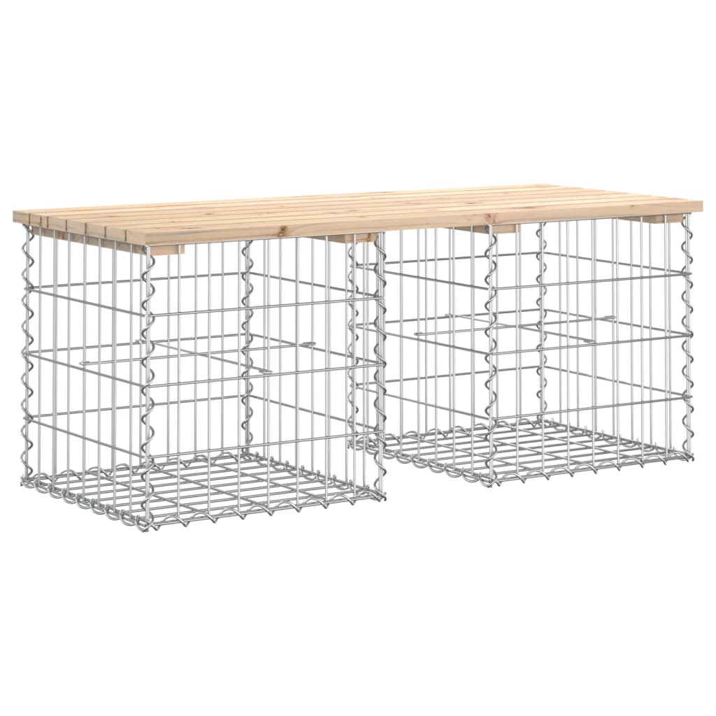 vidaXL Garden Bench Gabion Design 103x44x42 cm Solid Wood Pine - Brown - 44 x 103 x 42 cm