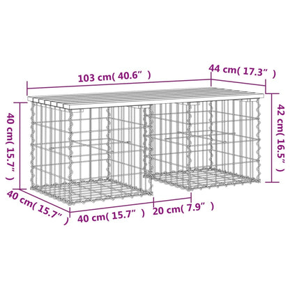 vidaXL Garden Bench Gabion Design 103x44x42 cm Solid Wood Pine - Brown - 44 x 103 x 42 cm
