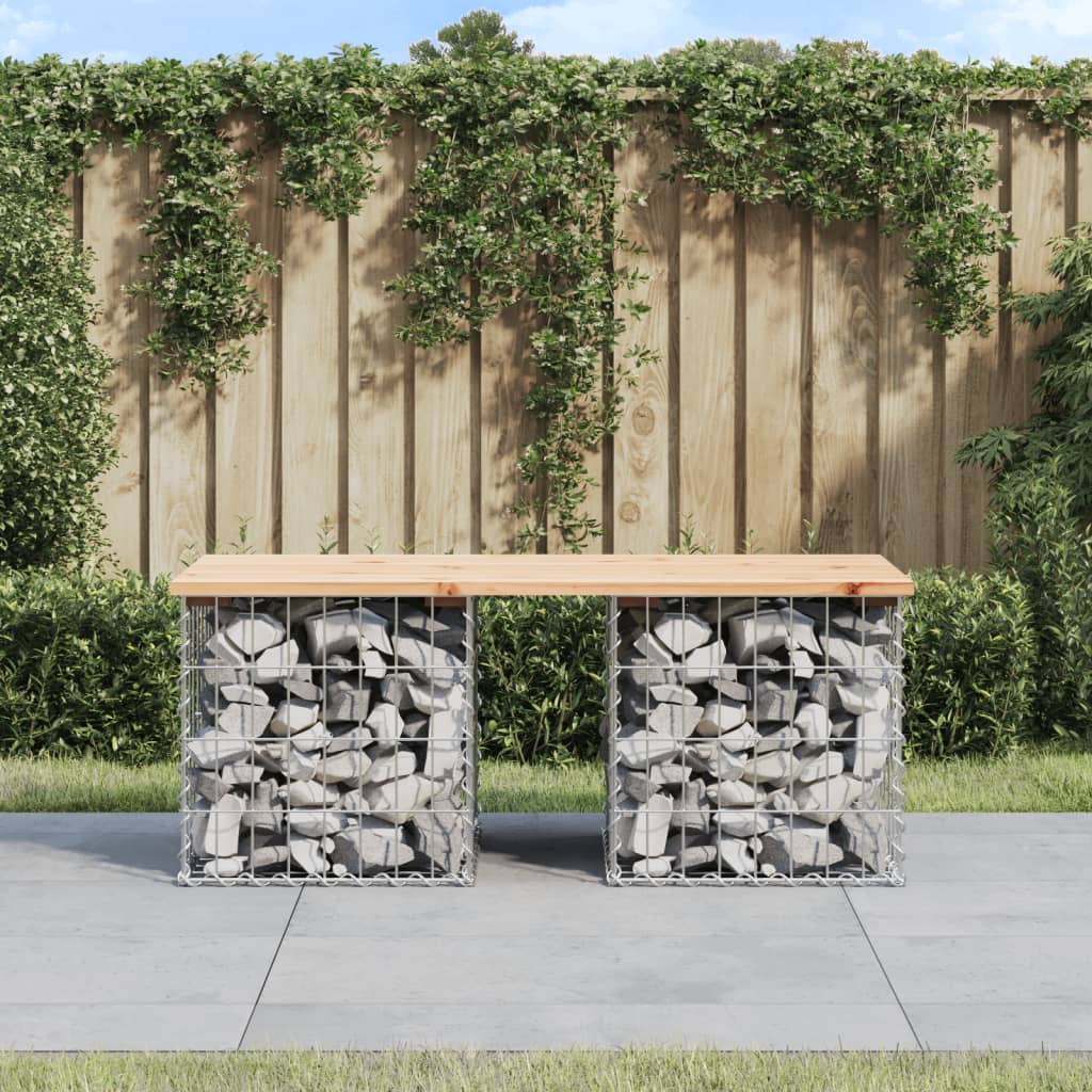 vidaXL Garden Bench Gabion Design 103x44x42 cm Solid Wood Pine - Brown - 44 x 103 x 42 cm