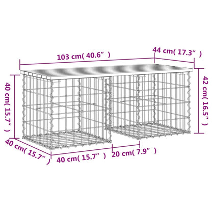 vidaXL Garden Bench Gabion Design 103x44x42 cm Solid Wood Douglas - Brown - 44 x 103 x 42 cm