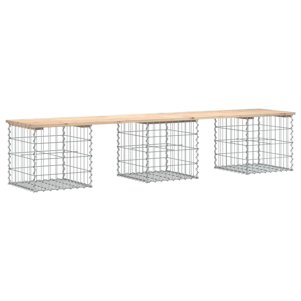 vidaXL Garden Bench Gabion Design 203x44x42 cm Solid Wood Pine - Brown