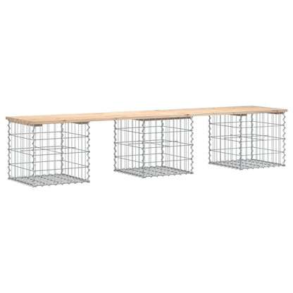 vidaXL Garden Bench Gabion Design 203x44x42 cm Solid Wood Pine - Brown