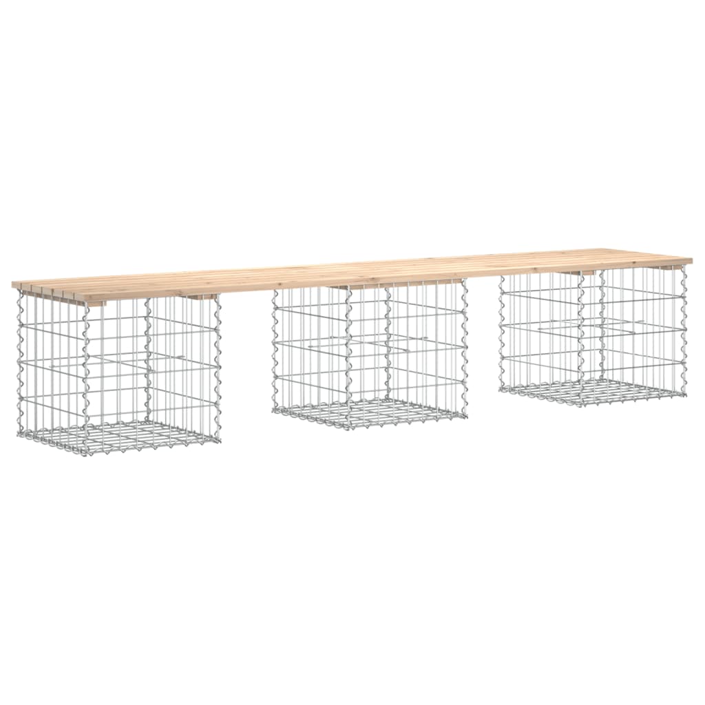 vidaXL Garden Bench Gabion Design 203x44x42 cm Solid Wood Pine - Brown