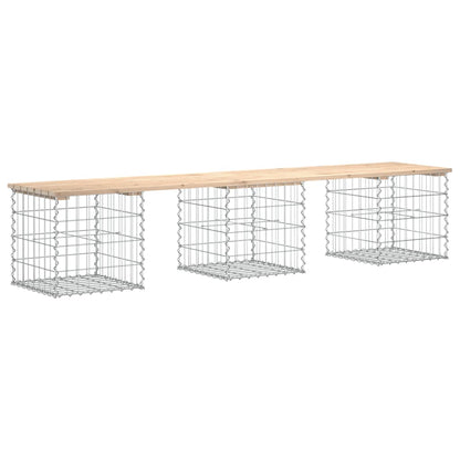 vidaXL Garden Bench Gabion Design 203x44x42 cm Solid Wood Pine - Brown