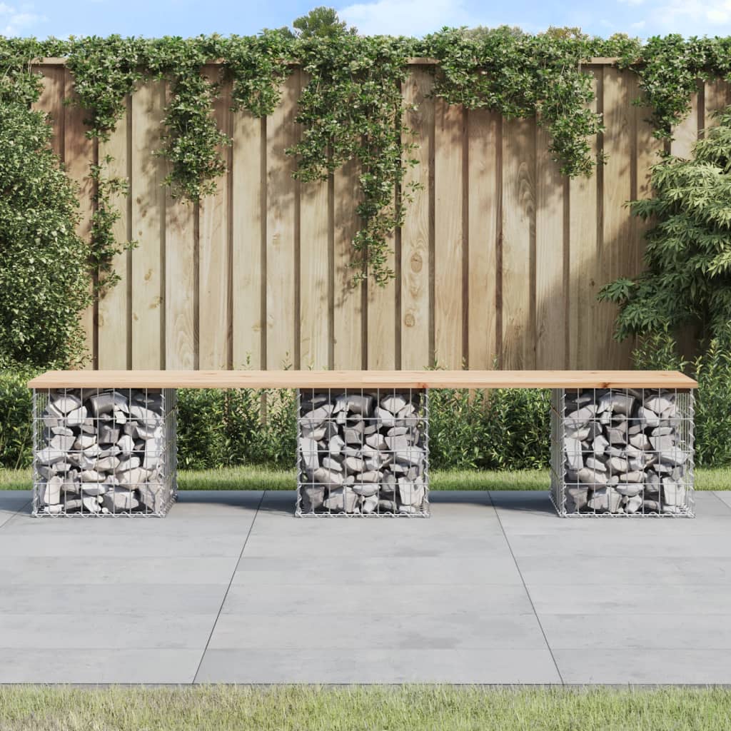 vidaXL Garden Bench Gabion Design 203x44x42 cm Solid Wood Pine - Brown