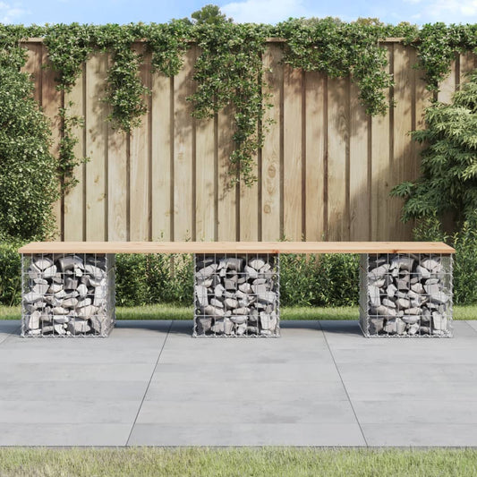 vidaXL Garden Bench Gabion Design 203x44x42 cm Solid Wood Pine - Brown