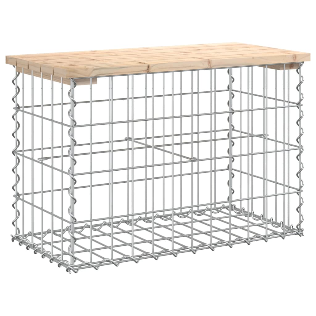 vidaXL Garden Bench Gabion Design 63x31.5x42 cm Solid Wood Pine - Brown