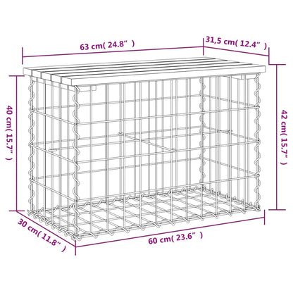 vidaXL Garden Bench Gabion Design 63x31.5x42 cm Solid Wood Pine - Brown