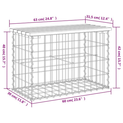vidaXL Garden Bench Gabion Design 63x31.5x42 cm Impregnated Wood Pine - Brown