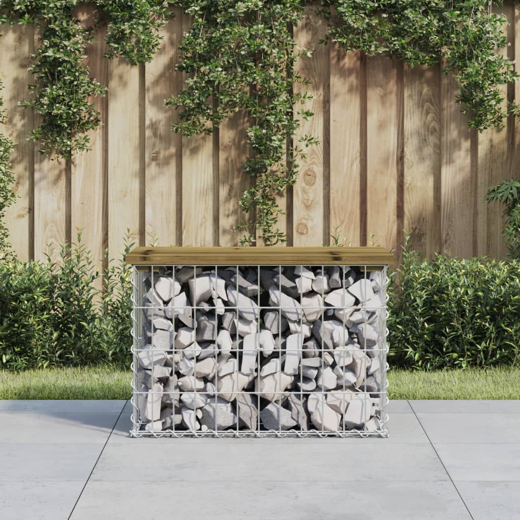 vidaXL Garden Bench Gabion Design 63x31.5x42 cm Impregnated Wood Pine - Brown