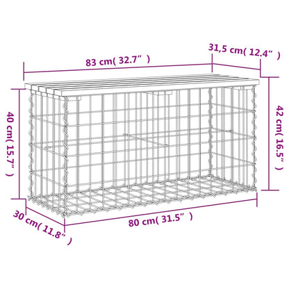vidaXL Garden Bench Gabion Design 83x31.5x42 cm Solid Wood Pine - Brown