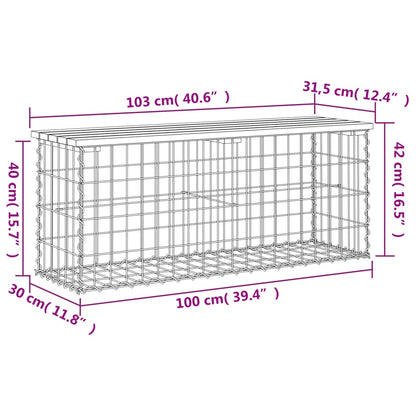 vidaXL Garden Bench Gabion Design 103x31.5x42 cm Solid Wood Pine - Brown
