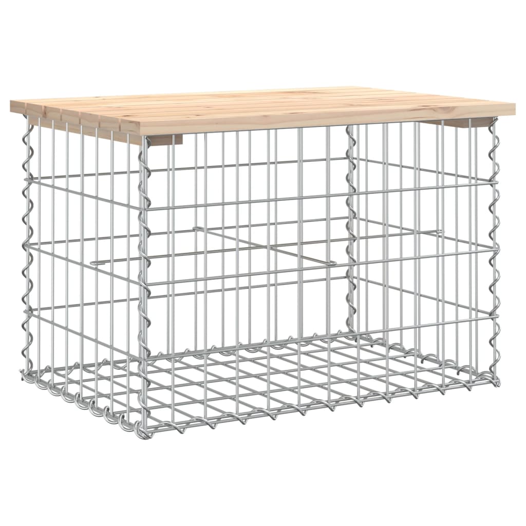 vidaXL Garden Bench Gabion Design 63x44x42 cm Solid Wood Pine - Brown