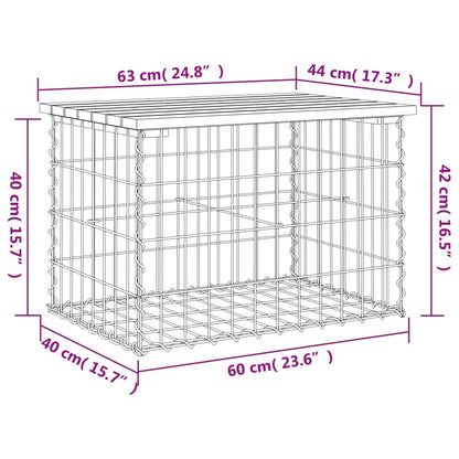vidaXL Garden Bench Gabion Design 63x44x42 cm Solid Wood Pine - Brown