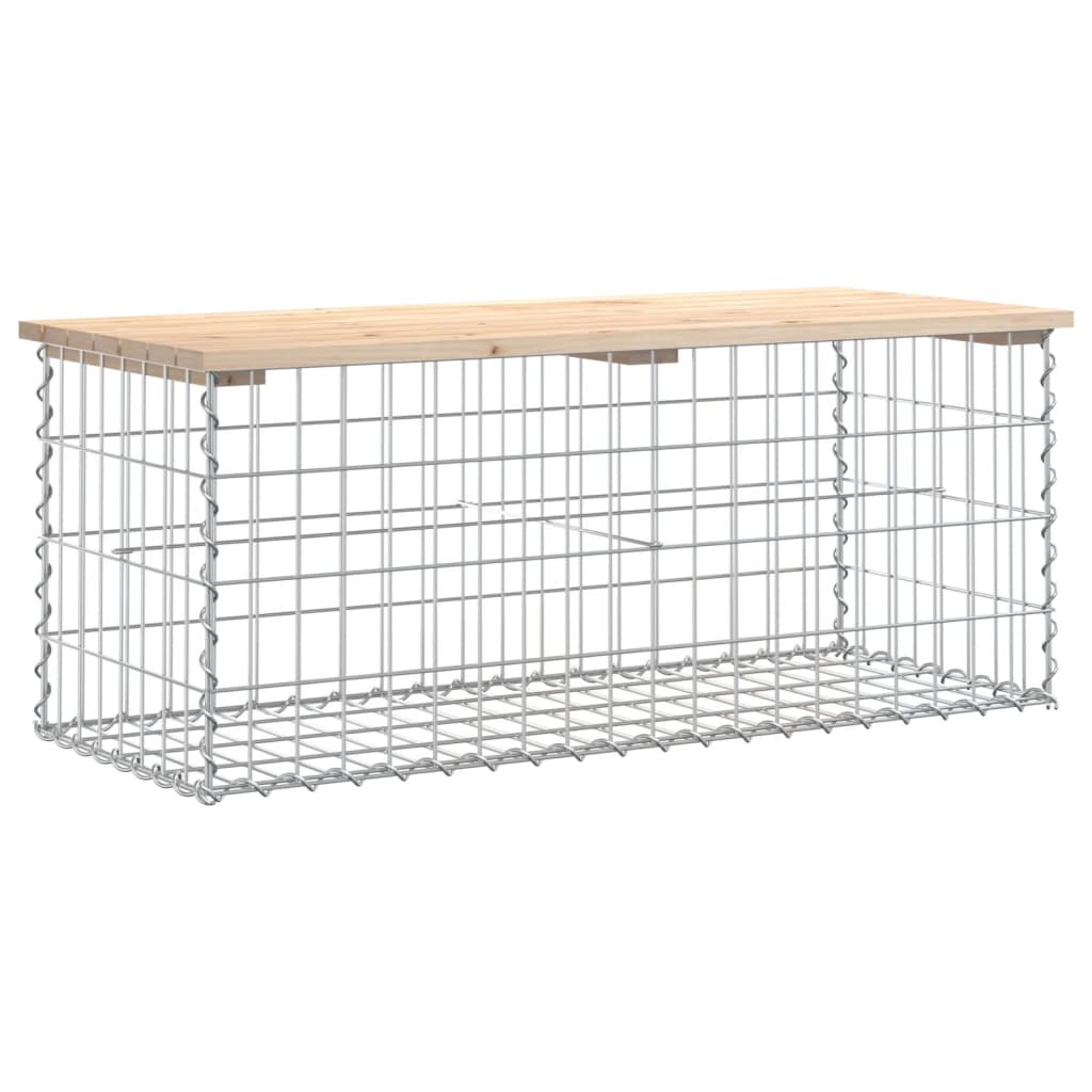 vidaXL Garden Bench Gabion Design 103x44x42 cm Solid Wood Pine - Brown