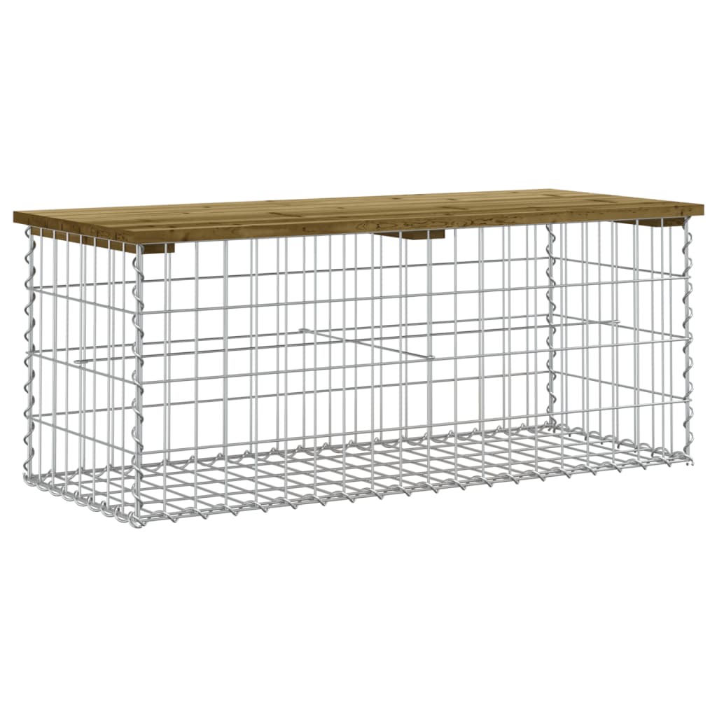 vidaXL Garden Bench Gabion Design 103x44x42 cm Impregnated Wood Pine - Brown