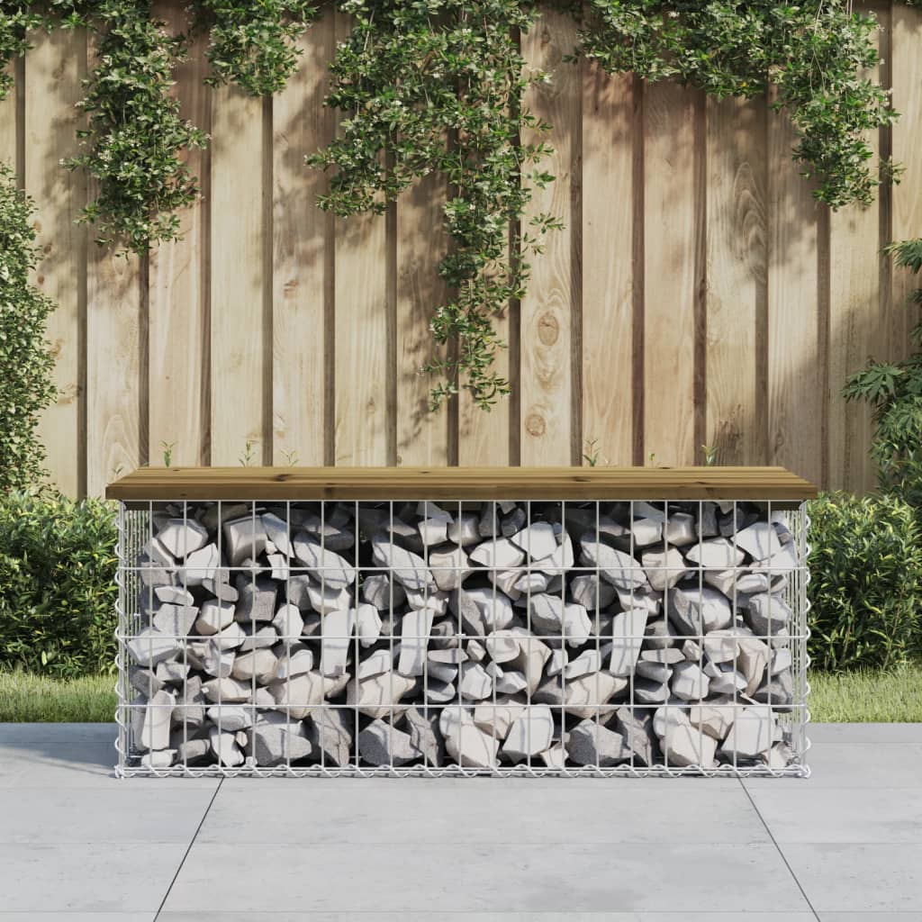 vidaXL Garden Bench Gabion Design 103x44x42 cm Impregnated Wood Pine - Brown
