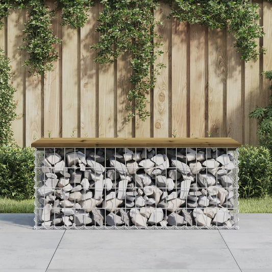 vidaXL Garden Bench Gabion Design 103x44x42 cm Impregnated Wood Pine - Brown