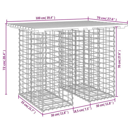 vidaXL Garden Table Gabion Design 100x70x72 cm Solid Wood Pine - Brown