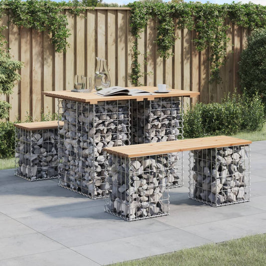 vidaXL Garden Table Gabion Design 100x70x72 cm Solid Wood Pine - Brown