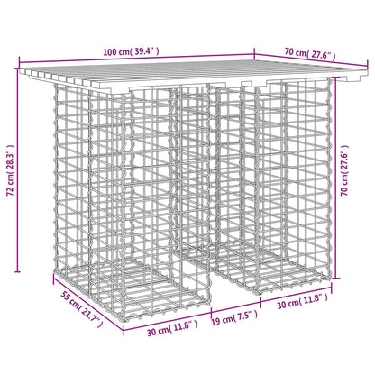 vidaXL Garden Table Gabion Design 100x70x72 cm Solid Wood Douglas - Brown