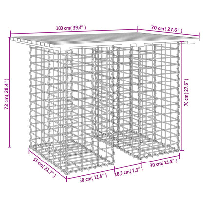 vidaXL Garden Table Gabion Design 100x70x72 cm Impregnated Wood Pine - Brown