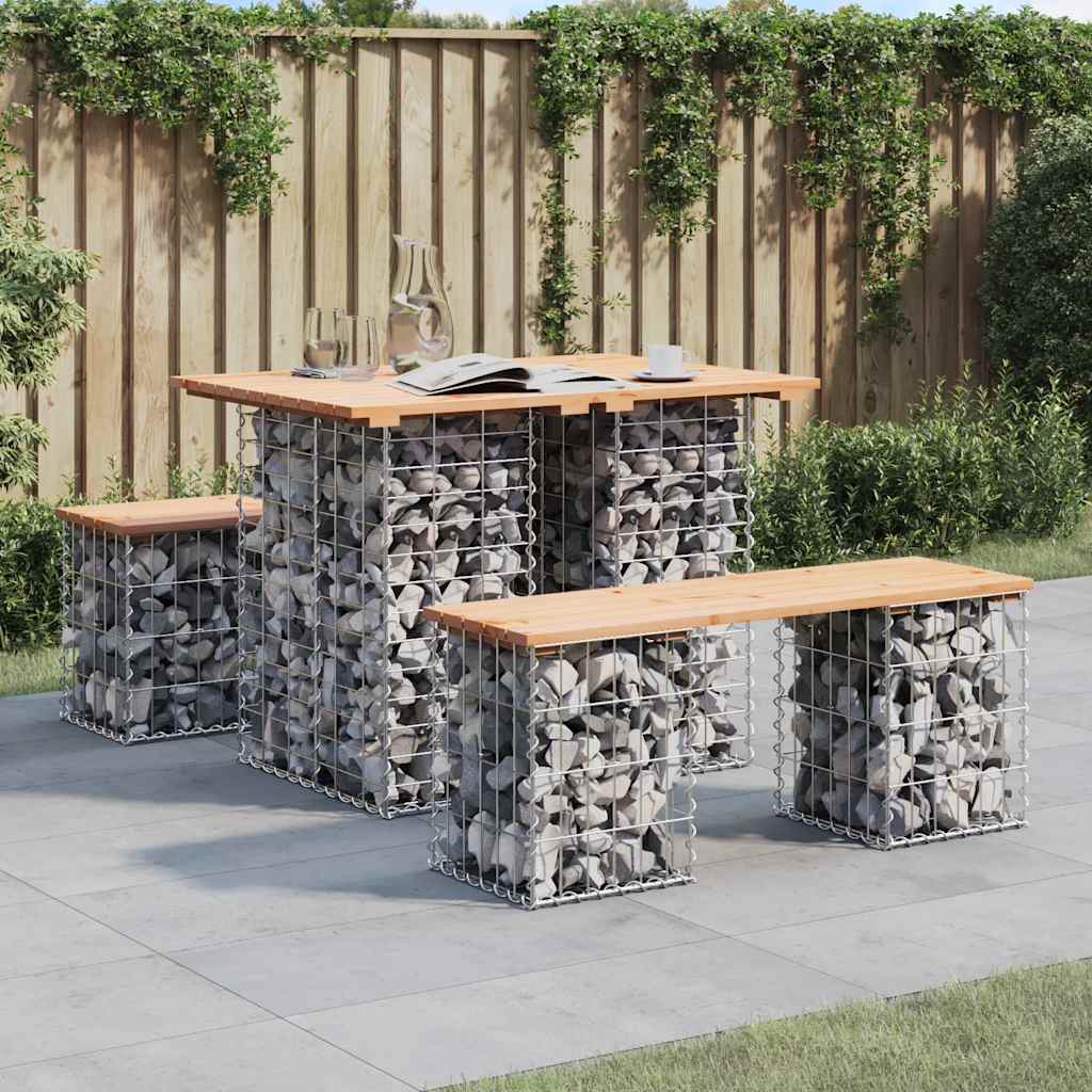 vidaXL Garden Table Gabion Design 100x70x72 cm Solid Wood Pine - Brown - 70 x 100 x 72 cm