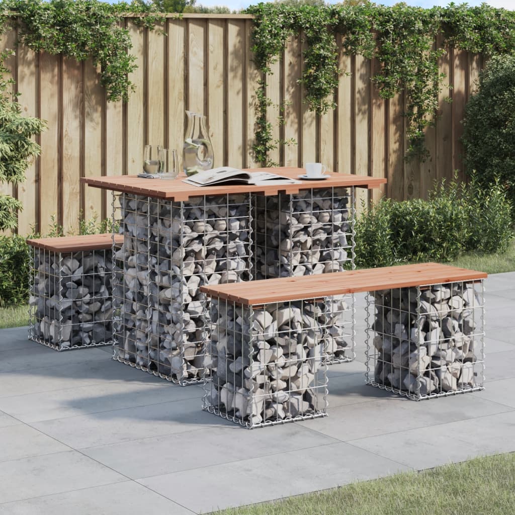 vidaXL Garden Table Gabion Design 100x70x72 cm Solid Wood Douglas - Brown - 70 x 100 x 72 cm
