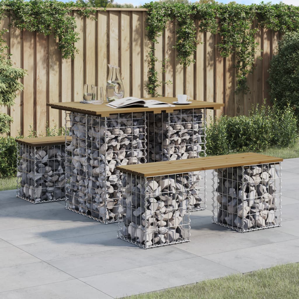 vidaXL Garden Table Gabion Design 100x70x72 cm Impregnated Wood Pine - Brown - 70 x 100 x 72 cm
