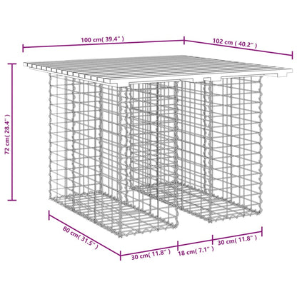 vidaXL Garden Table Gabion Design 100x102x72 cm Solid Wood Douglas - Brown