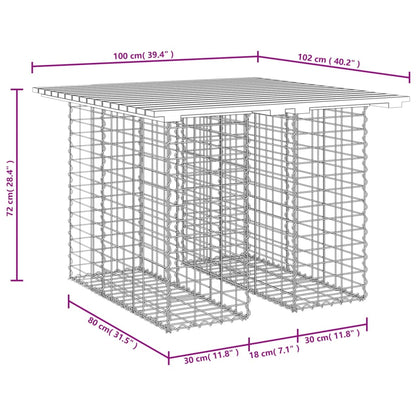 vidaXL Garden Table Gabion Design 100x102x72 cm Impregnated Wood Pine - Brown