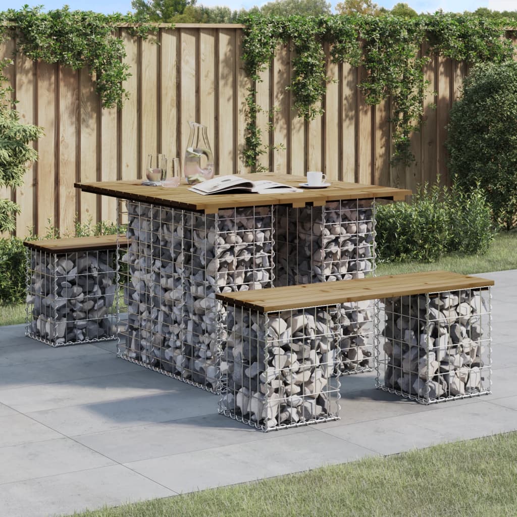 vidaXL Garden Table Gabion Design 100x102x72 cm Impregnated Wood Pine - Brown