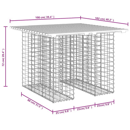 vidaXL Garden Table Gabion Design 100x102x72 cm Solid Wood Pine - Brown - 102 x 100 x 72 cm