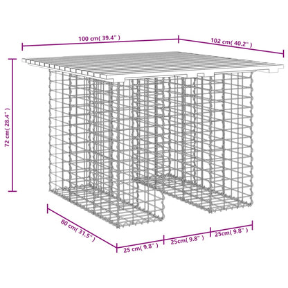 vidaXL Garden Table Gabion Design 100x102x72 cm Solid Wood Douglas - Brown - 102 x 100 x 72 cm