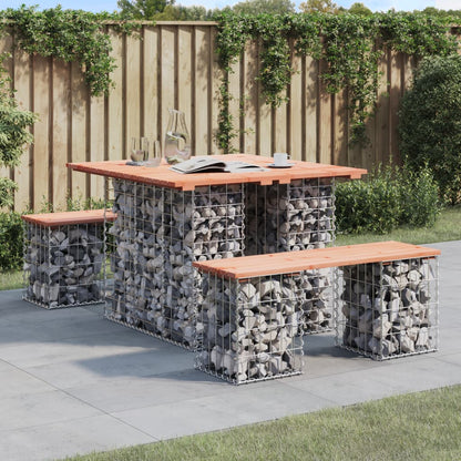 vidaXL Garden Table Gabion Design 100x102x72 cm Solid Wood Douglas - Brown - 102 x 100 x 72 cm