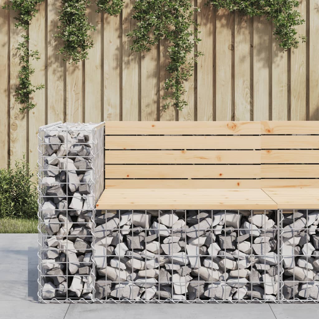 vidaXL Garden Bench Gabion Design 92x71x65.5 cm Solid Wood Pine - Brown