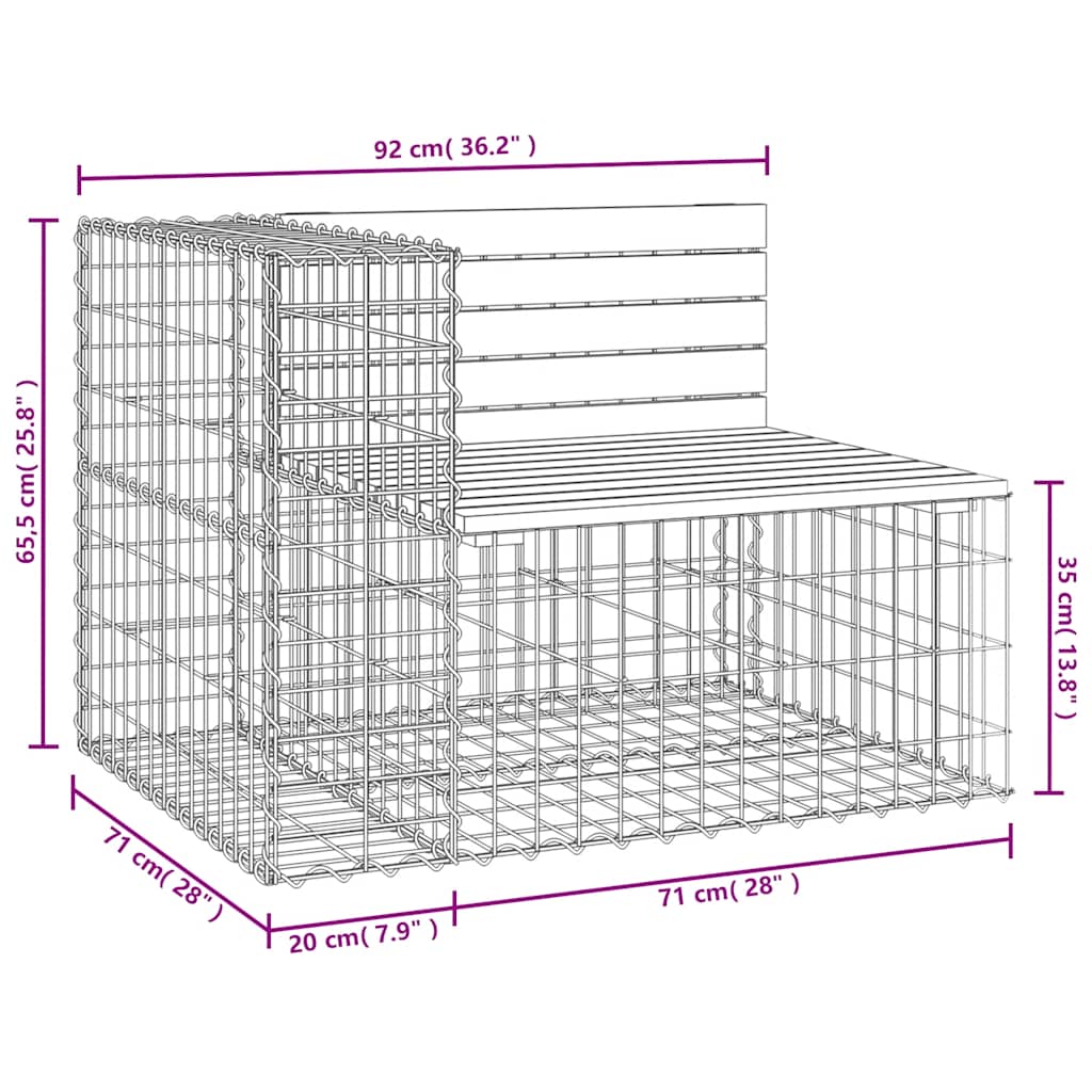 vidaXL Garden Bench Gabion Design 92x71x65.5 cm Solid Wood Douglas - Brown