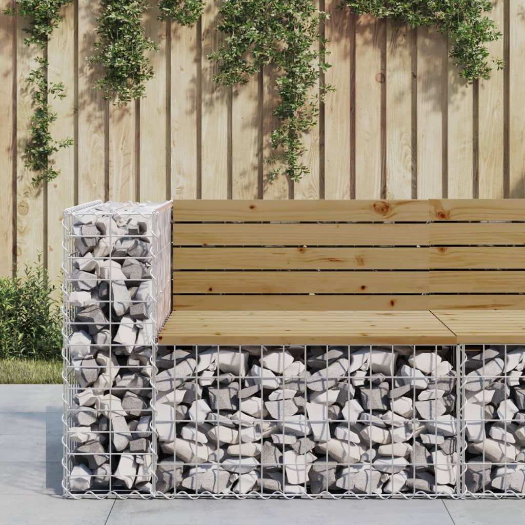 vidaXL Garden Bench Gabion Design 92x71x65.5 cm Impregnated Wood Pine - Brown