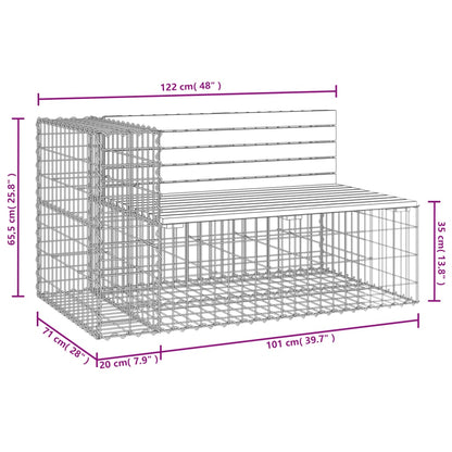 vidaXL Garden Bench Gabion Design 122x71x65.5 cm Solid Wood Pine - Brown