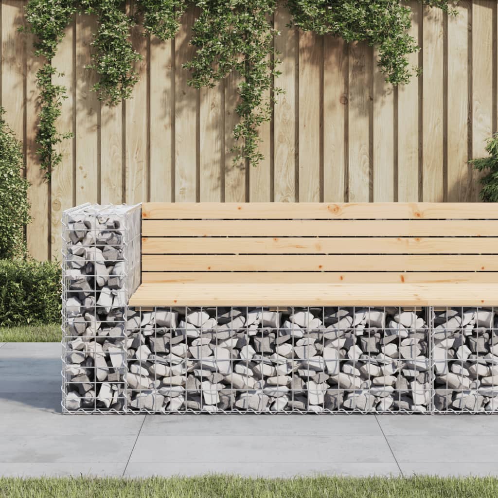vidaXL Garden Bench Gabion Design 122x71x65.5 cm Solid Wood Pine - Brown