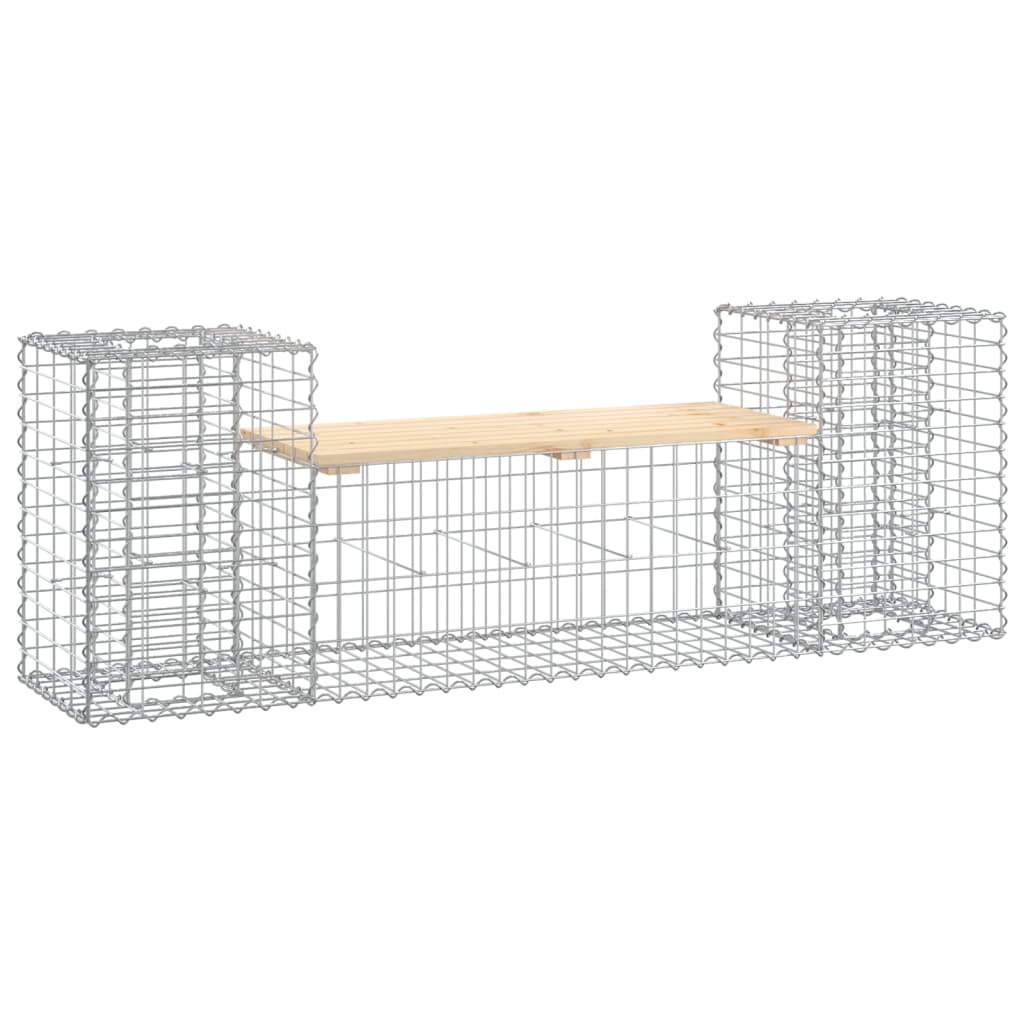 vidaXL Garden Bench Gabion Design 183x41x60.5 cm Solid Wood Pine - Brown