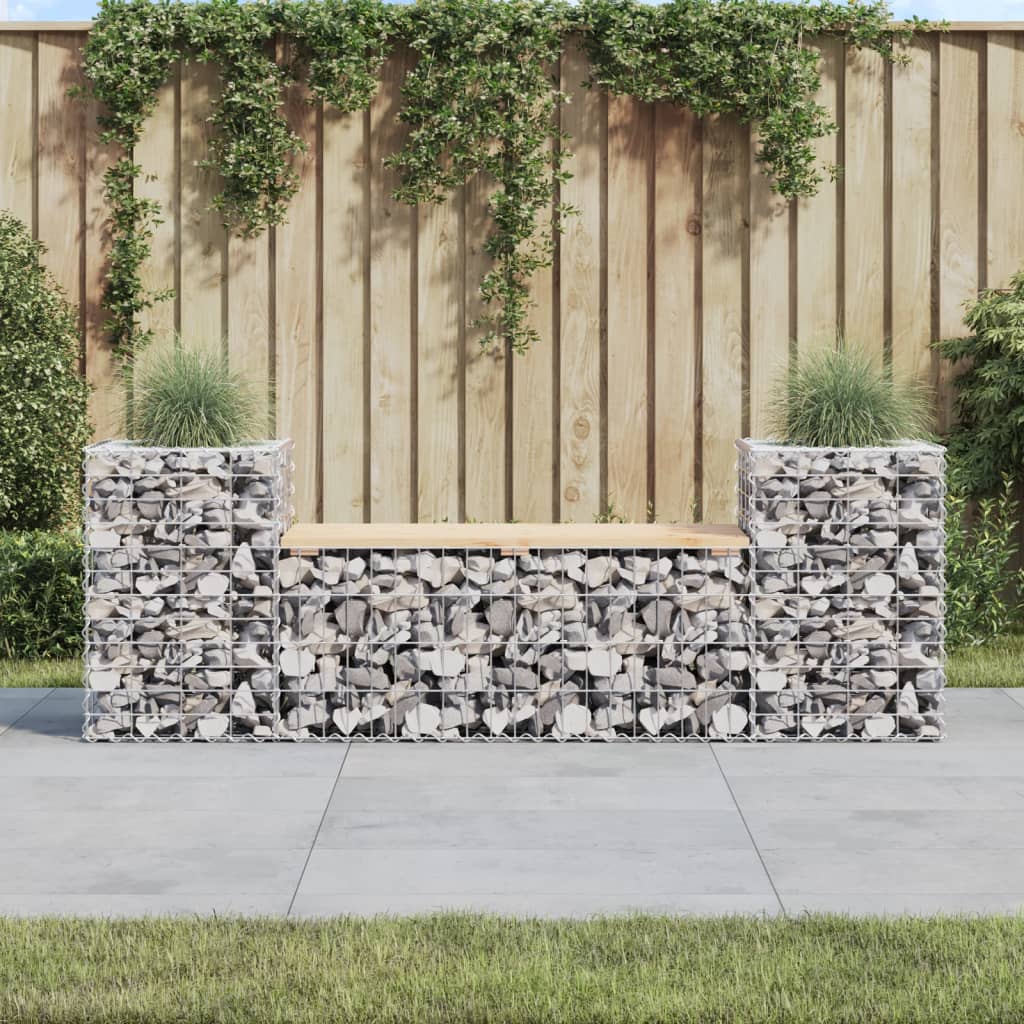 vidaXL Garden Bench Gabion Design 183x41x60.5 cm Solid Wood Pine - Brown