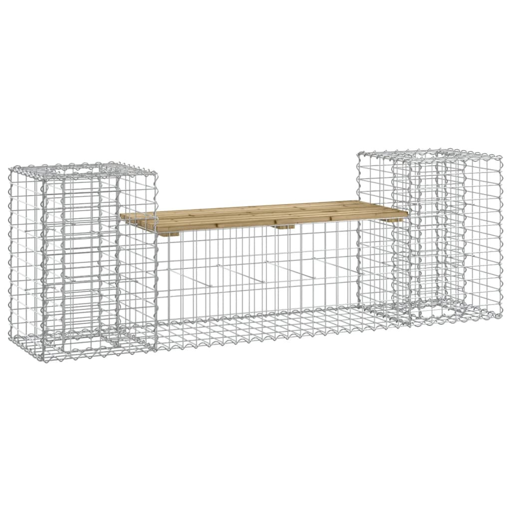 vidaXL Garden Bench Gabion Design 183x41x60.5 cm Impregnated Wood Pine - Brown