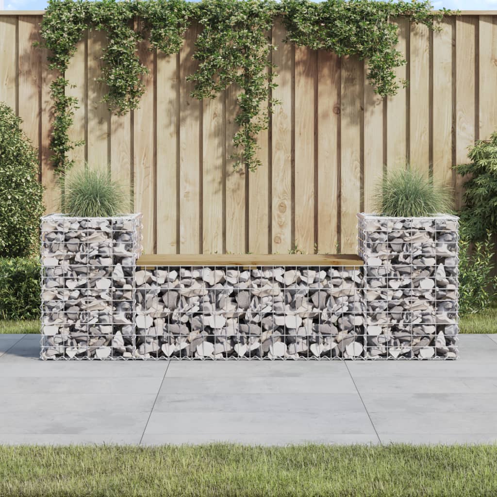 vidaXL Garden Bench Gabion Design 183x41x60.5 cm Impregnated Wood Pine - Brown