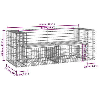 vidaXL Garden Bench Gabion Design 184x71x65.5 cm Solid Wood Douglas - Brown