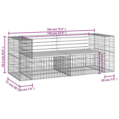 vidaXL Garden Bench Gabion Design 184x71x65.5 cm Impregnated Wood Pine - Brown