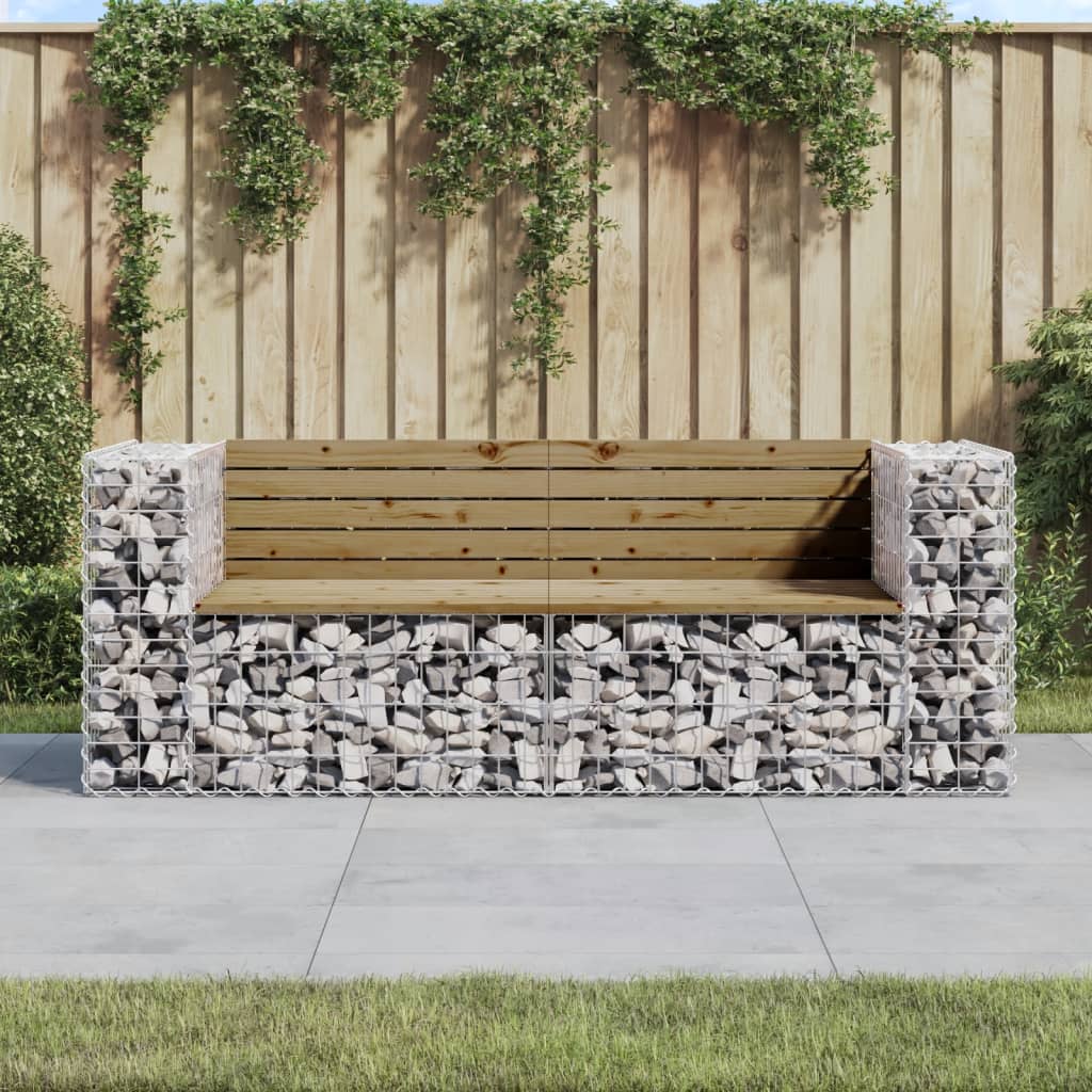 vidaXL Garden Bench Gabion Design 184x71x65.5 cm Impregnated Wood Pine - Brown