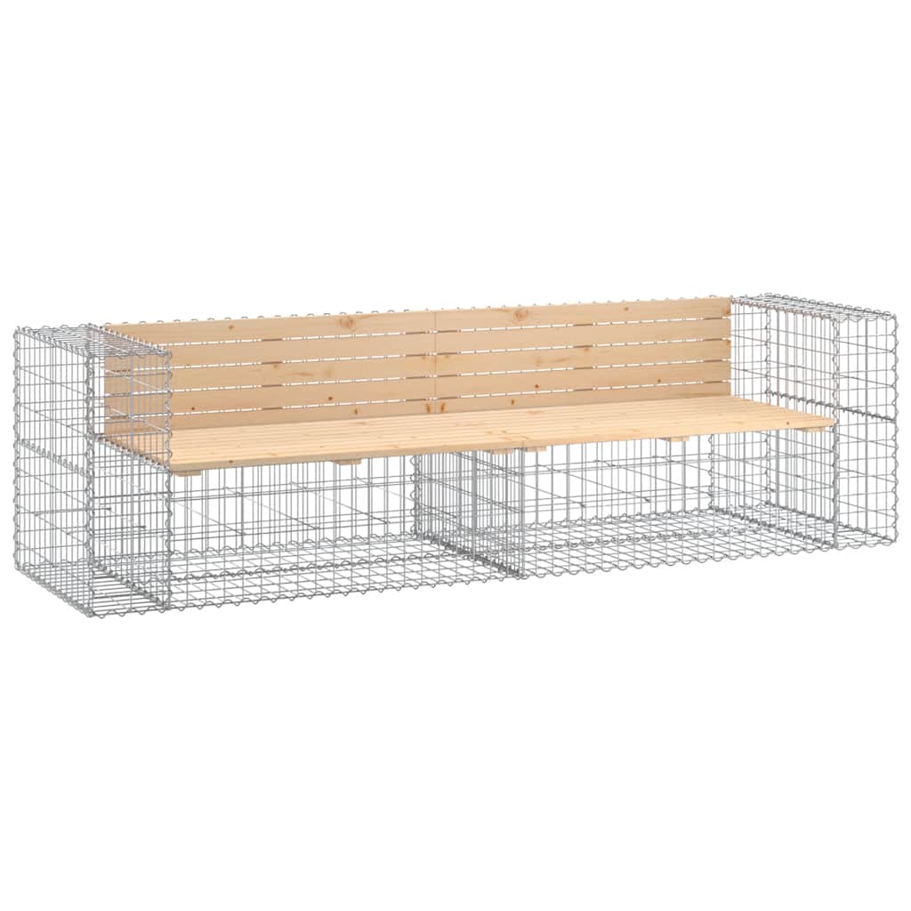 vidaXL Garden Bench Gabion Design 244x71x65.5 cm Solid Wood Pine - Brown