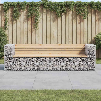 vidaXL Garden Bench Gabion Design 244x71x65.5 cm Solid Wood Pine - Brown