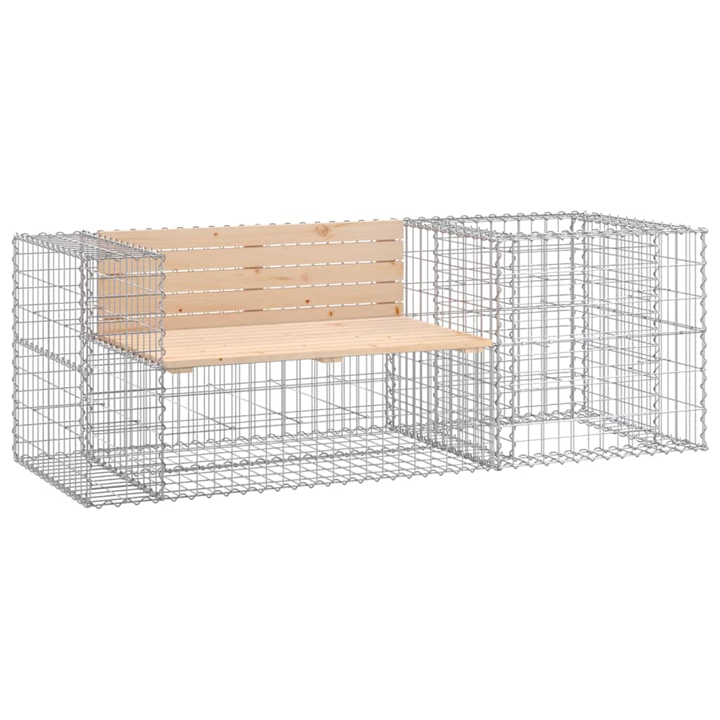 vidaXL Garden Bench with Gabion Basket Solid Wood Pine - Brown